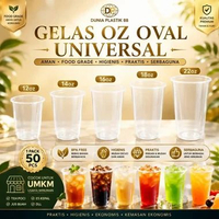 Gelas Plastik Oval Uk. 12oz / 14oz / 16oz / 18oz / 22oz Gelas Oval Gelas Plastik Kualitas PREMIUM Ge
