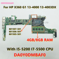 DA0Y0DMBAF0 For HP X360 G1 13-4000 13-4003DX Laptop Motherboard I5-5200 I7-5500 CPU 4GB/8GB RAM 801507-501 801505-601 801506-501