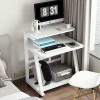 可移動臺式電腦桌簡易電腦臺式桌書桌小戶型家用雙層帶輪加高桌子