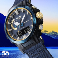 CASIO卡西歐 PROTREK 50周年紀念錶款 閃耀不輟 天空大海 太陽能電力登山錶 藍 PRW-61SS-2_47.4mm