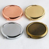 Round Mirror Compact Blank Plain Rose Gold Color For DIY Magnifying Gift With Sticker LX4353