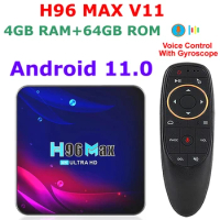 H96 Max V11 Android 11 TV BOX 4G RAM 64G ROM 2.4G/5G Dual Wifi 3D 4K Ultra HD HDR Set Top Box Media Player Android Smart TV BOX