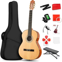 Classical Guitar 36" 3/4 Spanish Style Classical Guitarra, Nylon Strings Guitar Ideal for Beginner Teens Adults, Natural Spruce