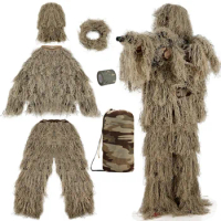3D Withered Grass Ghillie Suits, Sniper Military Tactical Camouflage Clothing, Army Airsoft Hunting Clothes Set Kits