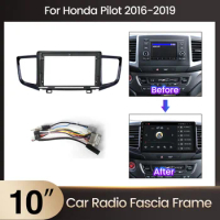 2Din Android 10-Inch Car Radio Dash Panel Fascia With Cable For Honda Pilot 2016-2019 Mount Bezel Faceplate Frame Kit