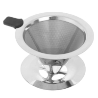 Reusable Coffee Filter Tea Strainer Stainless Steel Cone Coffee Filter Baskets Mesh Strainer Coffee Dripper With Stand Holder