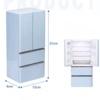 In stock 1/6 scale miniature fridge Miniature Double Door Fridge With led dollhouse refrigerator for blythe doll refrigerator