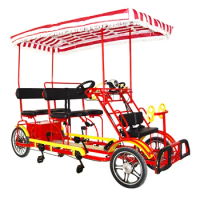 Double-row pedal four-wheeled bicycle double four-person multi-person scenic spot sightseeing rental bicycle
