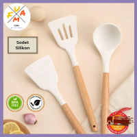 FM Sutil Sodet Spatula Silikon Gagang Kayu / Sutil Pegangan Kayu / Sodet Silikon Gagang Kayu