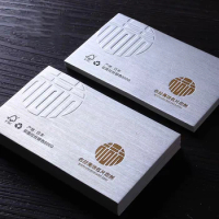 Business card custom printing logo gift visit card Imitation metal special paper bump brushed silver 550gsm QR code 200pcs