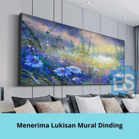 Warna-warni Bunga Lukisan Cat Minyak Di Atas Kanvas Malam Langit Berbintang Lukisan Pemandangan Deko