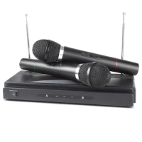Karaoke Microphone System with 2 Wireless Handheld Condenser Microphone + 1 Reciever for Home Computer KTV Singing