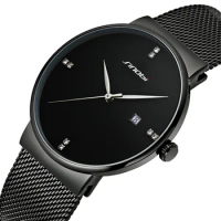 SINOBI Luxury Men's Wrist watches Mesh Stainless Steel Watchband Crystal Male Clock Watch Calendar Relogio Masculino Drop Ship