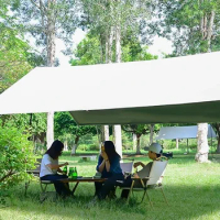 Large Shelter Sun Shade Rain Fly Camping Tarp With Tent Pole Beach Tent Shelter 3f ul gear