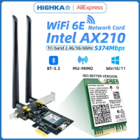 WiFi 6E Ax210 PCI Express Network Card Intel AX210NGW Bluetooth 5.3 Tri Band 2.4G/5G/6Ghz Wireless Adapter for PC