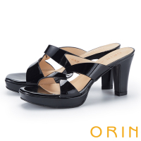 ORIN 真皮曲線設計高跟涼拖鞋 黑色