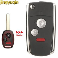 Jingyuqin 3 Buttons Flip Remote Car Key Fob Shell For Honda Accord CIVIC STREAM 2006 2007 2008 2009 2010 2011