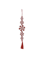 ป้ายไม้แขวนตกแต่ง Xmas24  PED-211810 6.5x30x0.25 ซม. แดง/ขาว