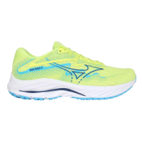 【MIZUNO 美津濃】WAVE RIDER 27 男慢跑鞋-透氣 路跑 運動鞋 螢光綠藍(J1GC230357)