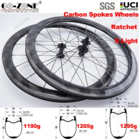 700c Carbon Spokes Road Wheels Rim Brake Ratchet System GOZONE R295C Normal/ Ceramic Bearings Road Bicycle Carbon Wheelset
