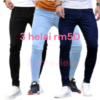 3 helai rm 50 men's skinny fit jeans kain denim stretchable dgn premium quality