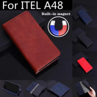 For Case ITEL A48 Cover ITEL A48 case Luxury Leather &amp; Silicone Fundas For ITEL A48 A 48 Case back skin Pouch Coque Wallet Capa