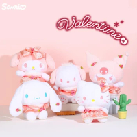 Kawaii Sanrio Anime My Melody Kuromi Cinnamoroll Hello Kitty Cartoon Velvet Rose Series Plush Doll Bed Sitting Doll
