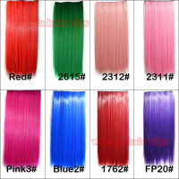 Rambut manusia lurus panjang h, 20, 24 dan 24 inci, 5 helai, klip sambungan h