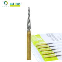 PRIMA WAVE Dental Tungsten Carbide Burs Gold Plated Trimming and Finishing 12 Bladed TF Drill Dental Drill Bits 5Pcs/Pack