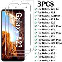 3Pcs Full Screen Protectors For Samsung Galaxy S24 S23 S22 S21 Plus S20 Fe Tempered Glass For Samsung A03S A13 A33 A23 A53 A73