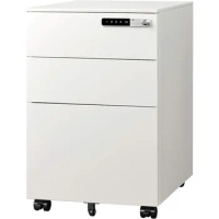 3-Drawer Mobile File Cabinet with Smart Lock, Pre-Assembled Steel Pedestal Under Desk, White