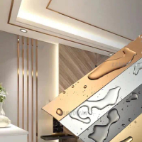 1 Roll Mirror Stainless Steel Flat Decorative Lines Wall Sticker Titanium Gold Background Wall Ceiling Edge Strip Self-adhesive