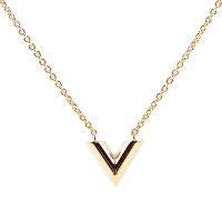 【LV】Essential V Logo 項鍊(金色)