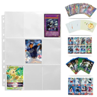 50PCS 9 Pocket Album Pokemon Cards Holder Binder Page Trading Game YuGiOh Card Collection Transparent Folder Card Storage Toy