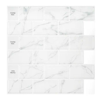 One House Premium Peel and Stick Tiles 3D White Marble Waterproof Kitchen Backsplash Decor Self Adhesive Wallpaper