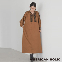 AMERICAN HOLIC  印度棉刺繡寬版連身洋裝
