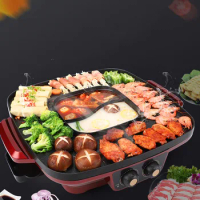 Divided Electric Hot Pot Barbecue Dish Food Dishes Chinese Hot Pot Double Noodle Soup Vegetable Home Fondue Chinoise Cookware