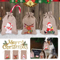 Bags for Small Business Jewelry Dog Wrapping Paper Roll Christmas Jute Jute Linen Gift Bags Xmas Drawstring Christmas