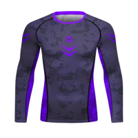 Men's Compression Sports Shirt Men Athletic Comfortable Long Sleeves Tshirt for Sports Workout（22438）