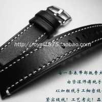 High Quality Handmade Black Genuine Leather 18 19 20 21 22mm Men Silver Buckle Strap band for Tissot Watch Bracelet watchbands