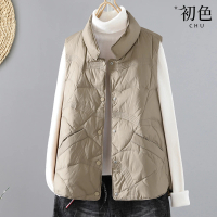 【初色】秋裝輕薄保暖羽絨棉無袖背心外套-共5色-31532(M-XL可選)