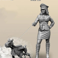 Unpainted Kit 1/35 woman stand with dog fantasy Resin Figure miniature garage kit