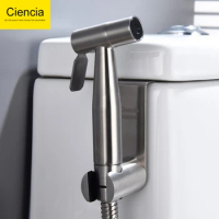Ciencia SUS304 Stainless Steel Nickle Bathroom Handheld Bidet Shattaf Sprayer Transforms Toilet into Spray Bidet Vaporizer