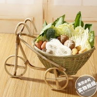 創意火鍋店菜籃子特色餐具用品竹編涼菜盤子自行車三輪車蔬菜餐盤