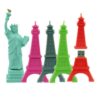 Usb Flash Drive 32G Mini Eiffel Tower Statue Of Liberty Shape Cartoon Pen Drive Usb Flash Stick 4G 8G 16G 32GB 64G 128G Pendrive
