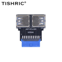 TISHRIC 19Pin To Type C/Dual USB A Connector Motherboard Plug USB3.2 19pin Female Seat 19Pin USB 3.0 Adapter Converter