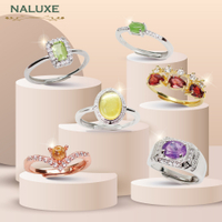 時尚輕珠寶【Naluxe】天然寶石水晶活動圍戒指-送禮首選(鈦晶、紫水晶、琥珀、橄欖石、石榴石)