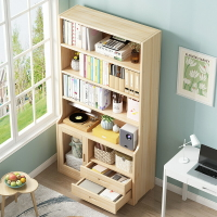 實木書架置物架落地家用兒童書櫃簡約書房收納架客廳靠墻松木櫃子