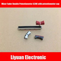 2set Mixer Fader Double Potentiometer A20K with potentiometer cap Handle length 15MM 6 feet 75MM for Yamaha MG124CX