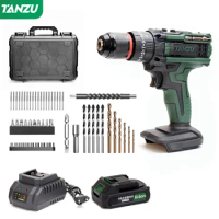 Tanzu 21V Cordless Driller 60Nm Electric Drill Impact Drill Screwdriver With Battery Hand Tool Set For Wood Concrete Steel